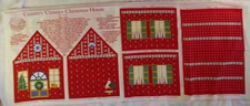 Vintage Ameritex Cotton Fabric Panel "Country Christmas House" Fabric Cut Sew