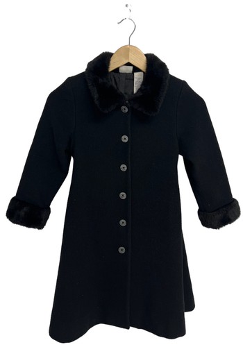G Girl's Long Sleeve Black Fur Collared Button Up Wool Pea Coat Size XL (6Years) - Picture 12 of 12
