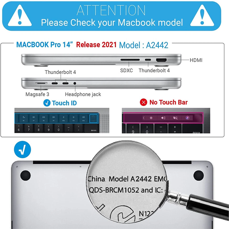 Для 2023 Macbook Pro 14 дюймов жесткий чехол оболочка и клавиатура и протектор экрана A2992 - Изображение 2 из 4