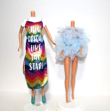 Curvy Barbie Doll Fashion Outfit Multicolor Dress Blue Crop Top Jacket  Shoes
