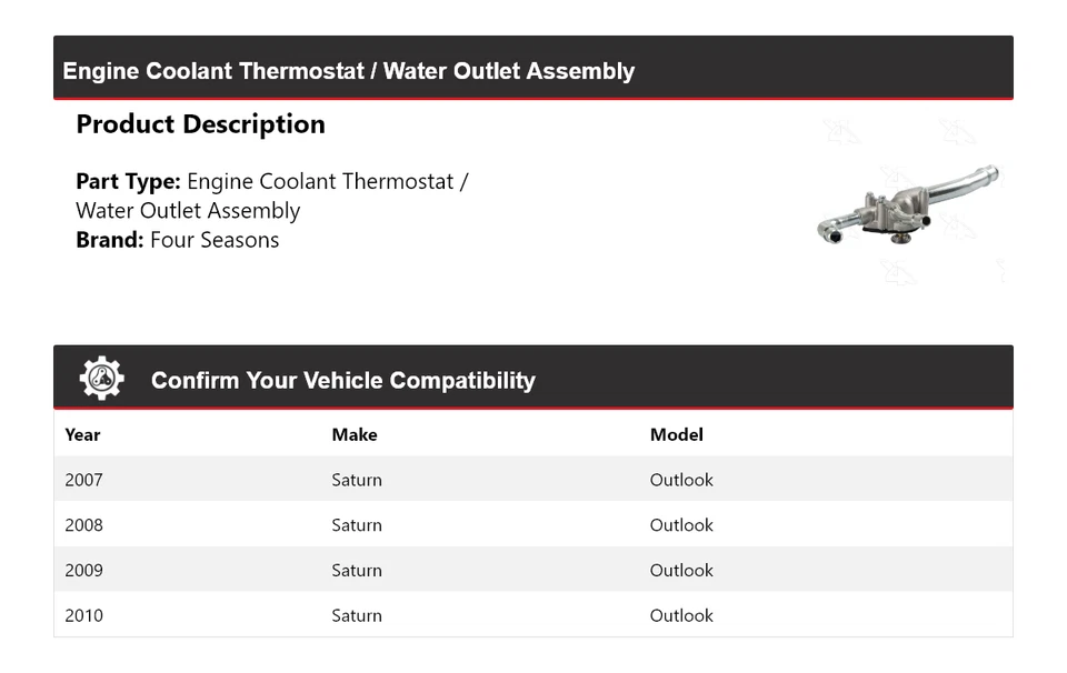 Para 07-10 Saturn Outlook Engine termostato líquido de arrefecimento/assy de saída de água 4 estações - Imagem 2 de 4