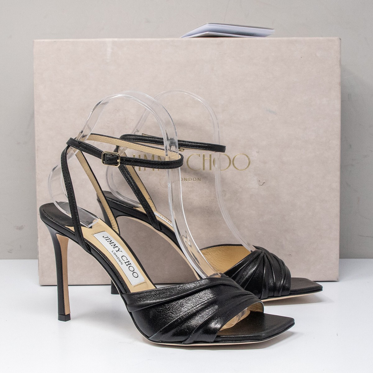 サンダル・ミュール Jimmy Choo BASIL SANDAL 95 Sandals Jimmy Choo Basil Sandal 95, Size 37.5 (7.5 US) Black Lux