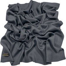 Dark Grey Solid Color Nepalese Fringe Shawl Scarf Stole Pashmina CJ Apparel NEW