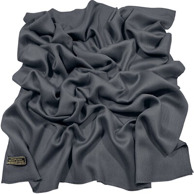 Dark Grey Solid Color Nepalese Fringe Shawl Scarf Stole Pashmina CJ Apparel NEW