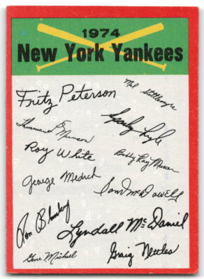 1974 Topps #NNO New York Yankees CL Team Checklist One Star *VG-EX, MARKED* 3AK1