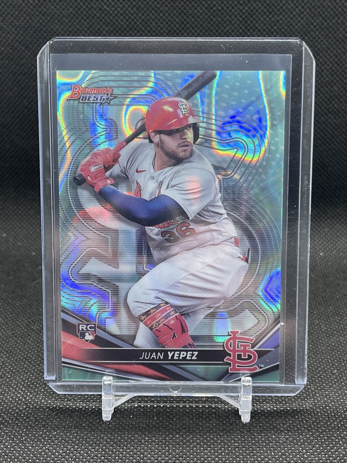 2022 Bowman's Best JUAN YEPEZ Aqua Lava Refractor /199 Cardinals #15 RC