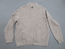 LL Bean Sweater Mens XL Full Zip Beige Lambswool Pockets Mock Neck Warm