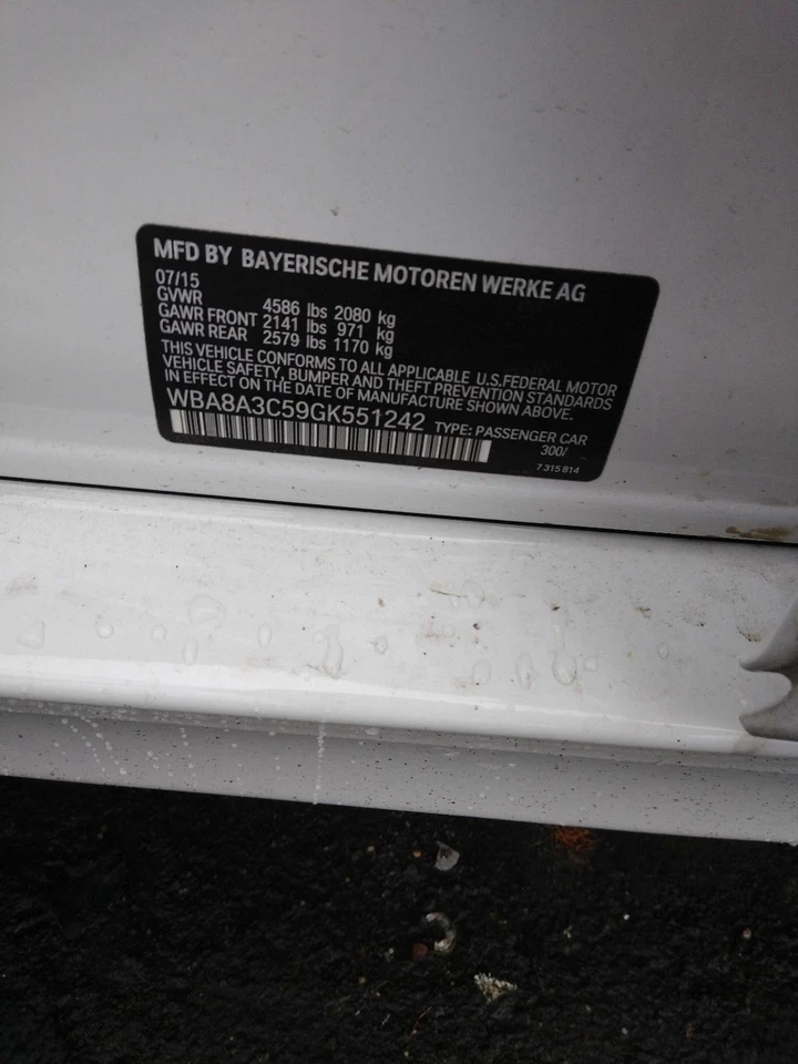 BMW 320I 2016 pantalla de infoentretenimiento OEM blanco 146 k millas NJ25-18288-455786 Foto 4 de 4