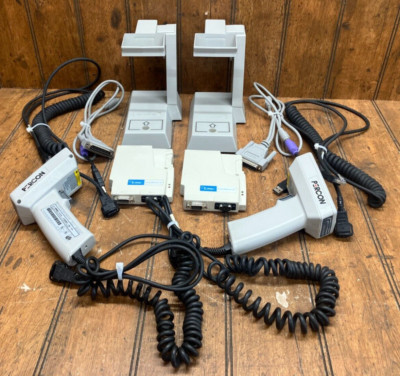 2 Symbol Percon LS2000MX Barcode Scanners w/ Cables Cradles & Power Wedges 10
