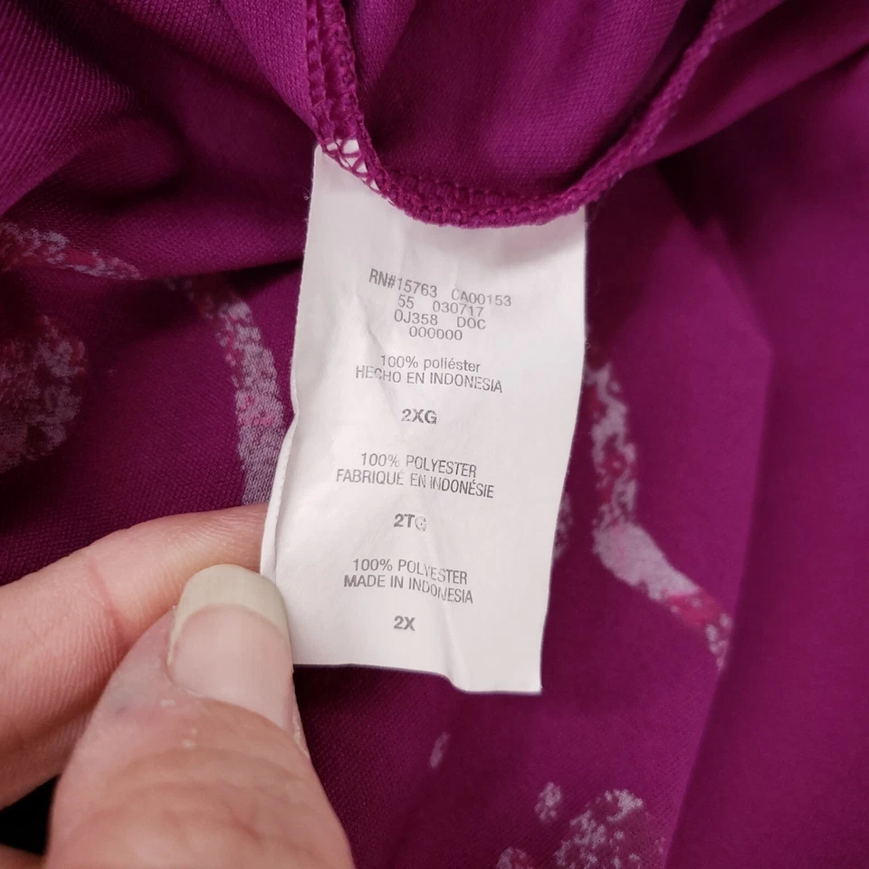 JMS Active T-Shirt Womens 2X Plus Purple Graphic Dolman Sleeves Workout Sports - Image 4 of 4