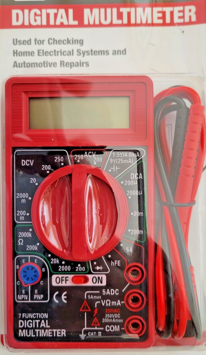 7 Function Digital Voltmeter Battery Tester Ohmmeter Ammeter