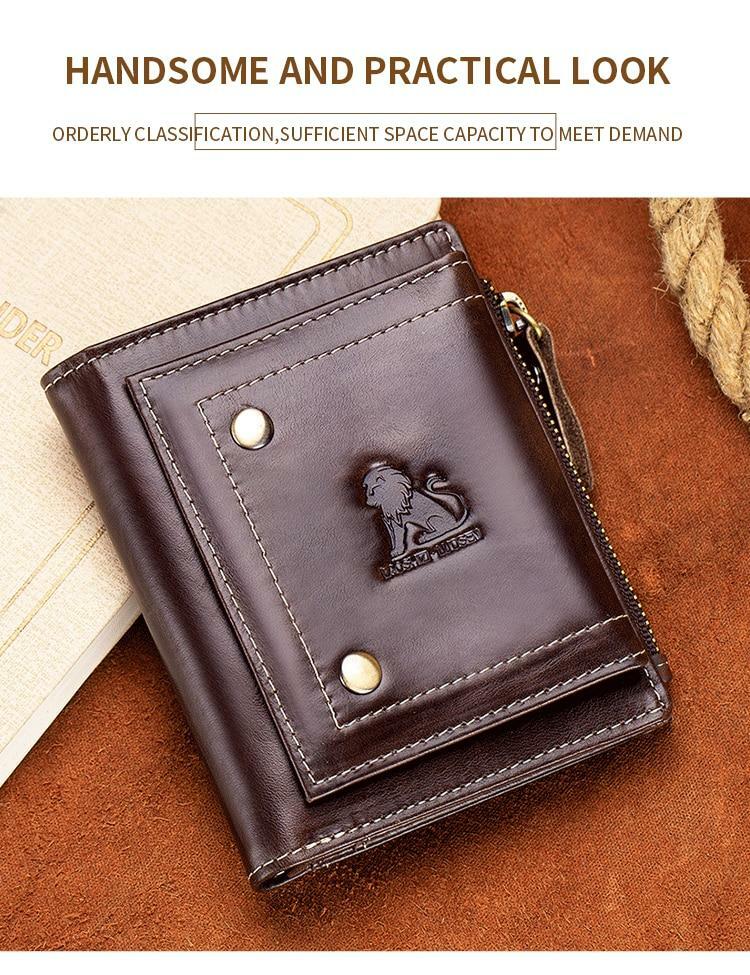 LAOSHIZI, Retro, Genuine Leather, RFID Blocking, Designer, Short Wallet  Gents
