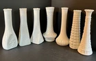 Lot of 7 Vtg Milk Glass Bud Vases
