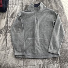 The Children  s Place Boys Grey Fleece Long Sleeve 3/4 Zip Pullover Size M 7/8