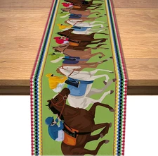 Kentucky Table Runner Horse Racing Table Cover Linen for Party Holiday Dining Ro