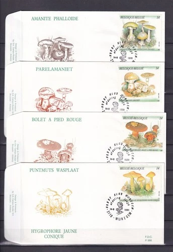 [LG79135] Belgium N°2418/2421FDC Muchrooms First Day Cover COB € 12,00 SUPERB