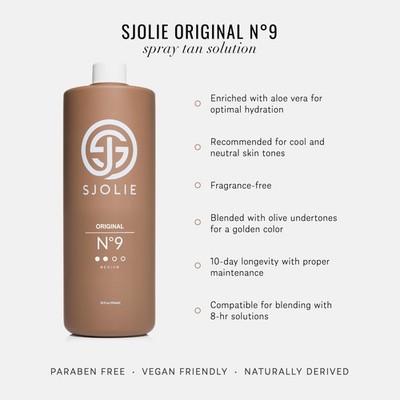 SJOLIE Spray Tan Solution - No. 9 - Medium Hydrating Tanning Spray | Sunless Tan