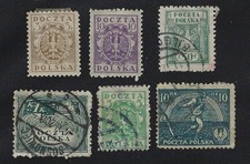 Poland 1919  Used and Unused Lot of 5