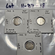 1942-D 3 Pence Australia .925 Silver (lot of 3) 11-27-18