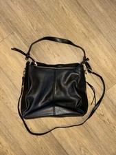 Large Black Vegan Leather Hobo Bag | Slouchy Shoulder Tote | Gold Hardware