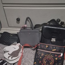 Steve Madden Gray Small Satchel Top Handle Zip, Inner Pockets, Bag Charm Unicorn