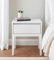 David Philips Bedside Table Cabinet with Drawer in White Oak