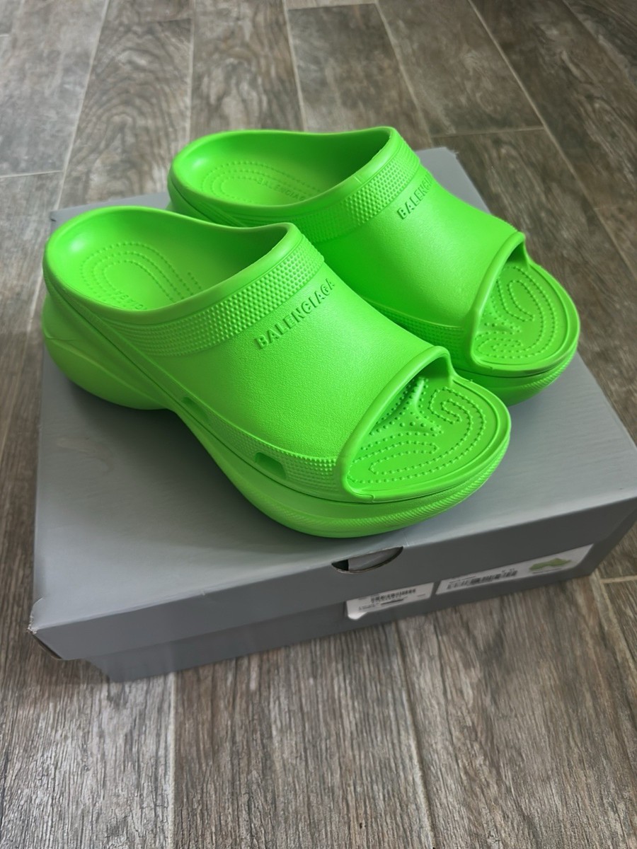 Balenciaga x Crocs Neon Green Pool Slide Rubber Sandals Men's EU