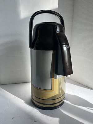 Zojirushi Vtg Air Pot Vacuum Coffee Dispenser Carafe Tea Brown Stripes 2 L New