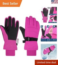 Water-Resistant Kids Ski Gloves for Boys  Girls - Warm Fleece Lining 6-8Y 