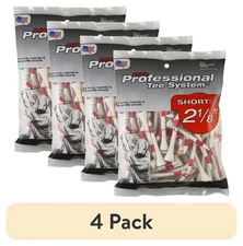 (4 Pack)  Professional Tee System (PTS), 2 1/8", Color-Coded Golf Tees – Easy Le