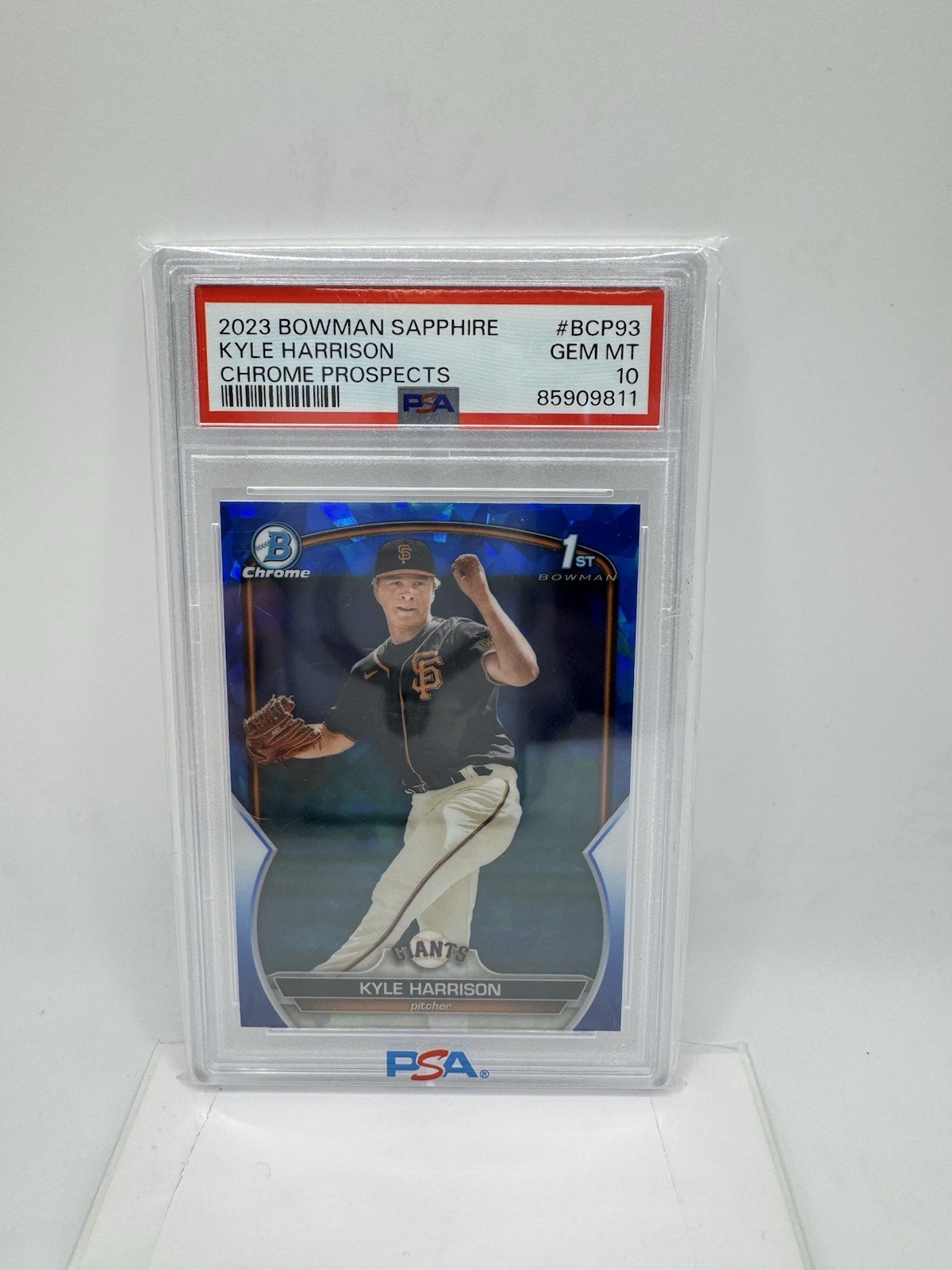 2023 Bowman Chrome Sapphire Kyle Harrison 1st Bowman Rookie Card GEM Mint