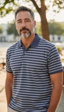 Daniel Cremieux Signature Coll. Pima Performance Gray Stripe Polo Golf SZ XL