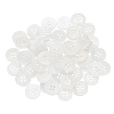 50 Pcs Natural Shell Button, 4 Hole 12.5mm Mother of Pearl Button, White