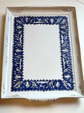 porcellana Vassoio Richard Ginori Anni ’80 – Porcellana Bianca con Bordo Blu 