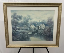 Setting With Houses A Bridge And Body Of Water Wall Decorative Art Print