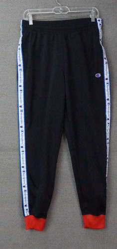 Champion Tricot Track Pants Side Logo Taping Joggers Black Men Size Medium