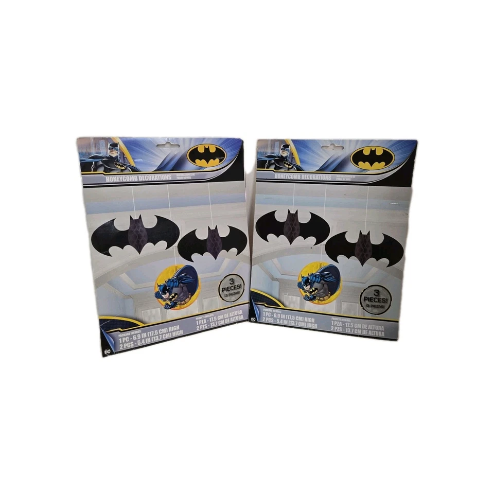 BATMAN HONEYCOMB DECORATIONS LOTof 2   Birthday Party Supplies Hanging DC Comics - Image 2 of 4