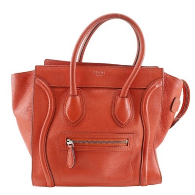 CELINE Luggage Handbag Micro shopper Red/Orange leather Women | eBay