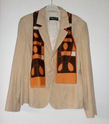 WALTER LEDER - Damen Leder Jacke Blazer in Gr.: 44 - Ziegenvelour- TOP Zustand