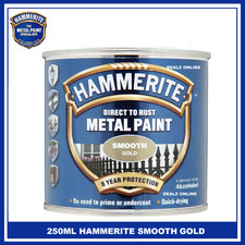 Hammerite Smooth GOLD Direct to Rust Metal Paint 250ml