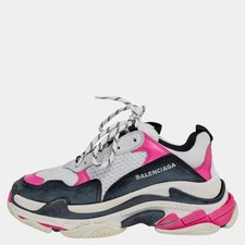 Balenciaga WhitePink Leather And Mesh Triple S Platform Sneakers Size 38