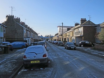 Foto 6x4 Icy Cowper Road Cambridge\/TL4658 Mit der Sonne tief am Himmel i c2017