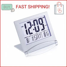 KANBIT Small Digital Travel Alarm Clock Battery Operated, Portable Large Number 