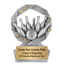 Custom Engraved Bowling Trophy - Hexa Star  Bowling Award - 4.75 Inch