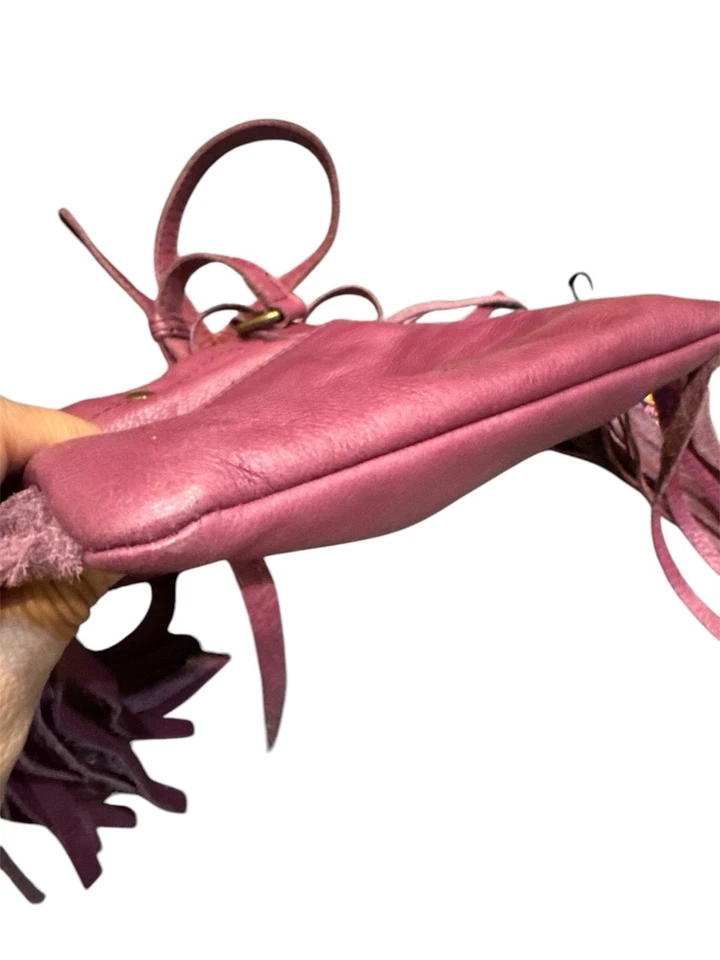 Bolso Bandolera Lucky Brand Cuero Flecos Marrón Boho Hippie Ciruela Foto 3 de 4