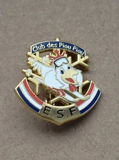 Insigne, broche médaille ski ESF " Piou Piou ", 1ère version (fine écriture ESF)