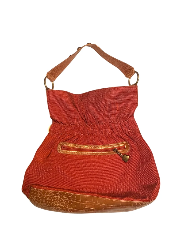 Kathy Van Zeeland Y2k Burnt Orange Satchel Purse With Western Style Conchos - Image 4 of 4