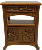Puppenhaus Art Nouveau Nachttisch Miniatur Jbm Walnuss SchlafzimmermöBel