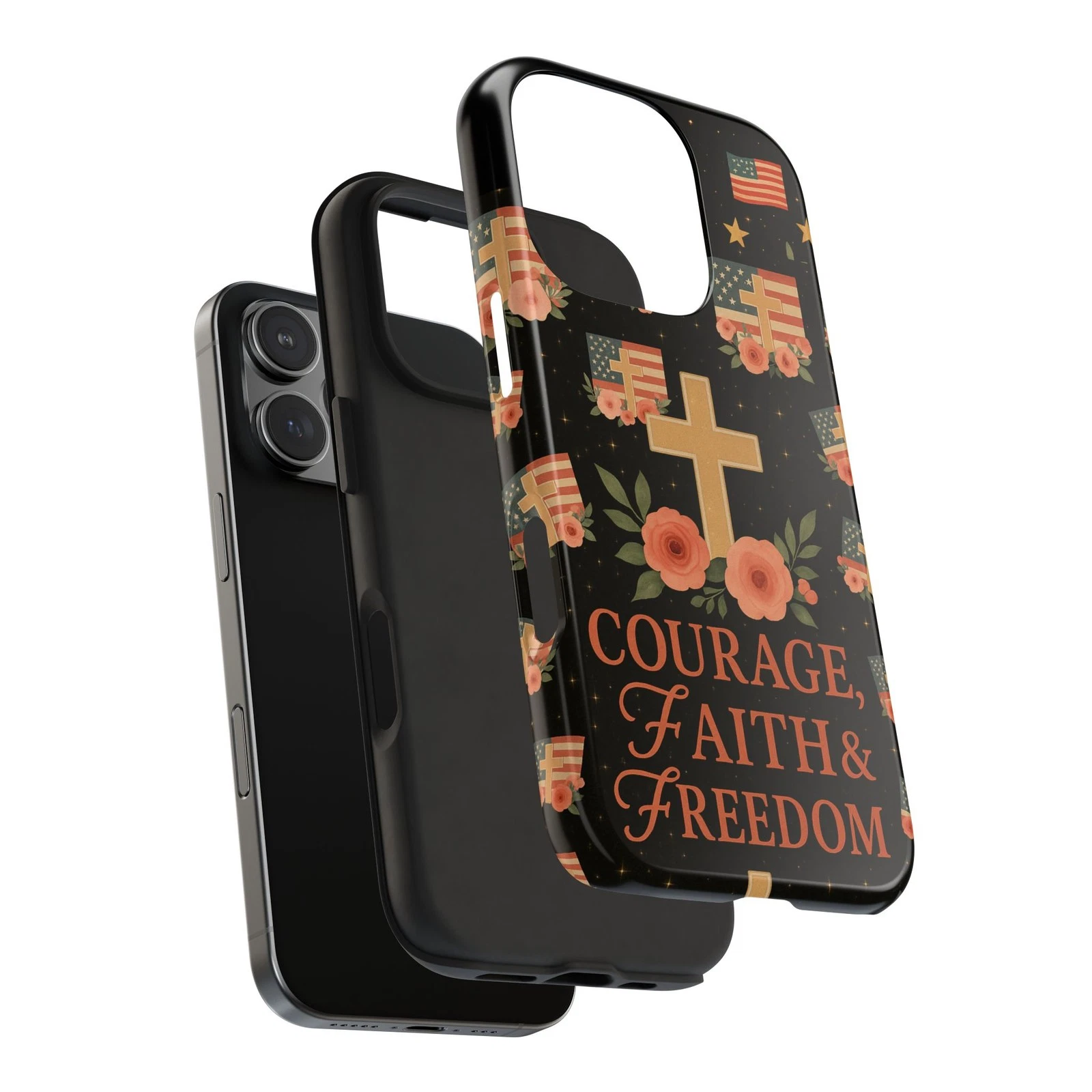 Floral Cross iPhone Case - Heavy Duty Protective Cover