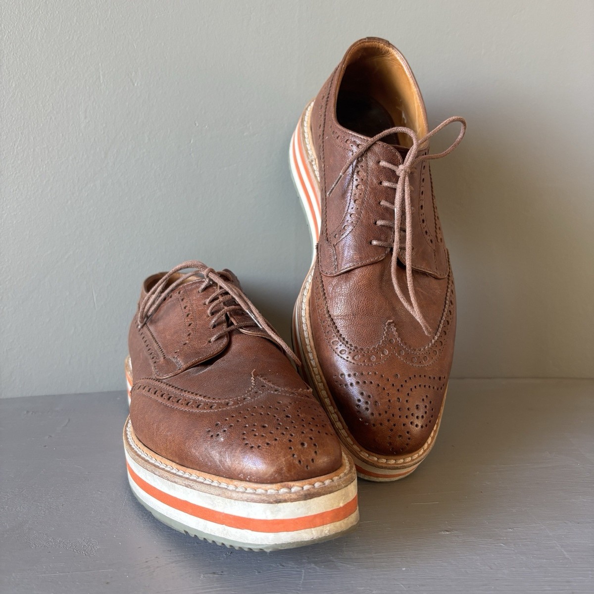 Prada size 9 gorgeous shoes brown wingtips FOR SALE) a Vintage Prada Sport  main image 2